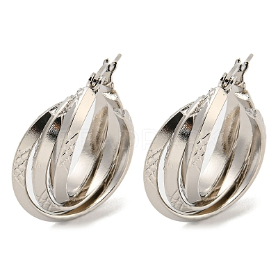 Tarnish Resistant 202 Stainless Steel Multi Layered Hoop Earrings EJEW-H003-11P-1