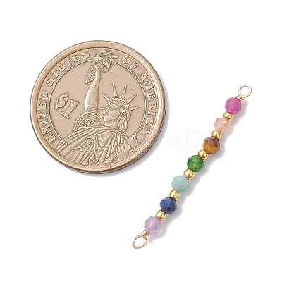 Chakra Natural TaiWan Jade & Amethyst & Lapis Lazuli & Amazonite & Tiger Eye & Sunstone & Ruby Faceted Round Beaded Connector Charms PALLOY-JF04565-02-1
