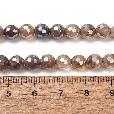 Electroplated Natural Agate Beads Strands G-B191-A07-6mm-12-1
