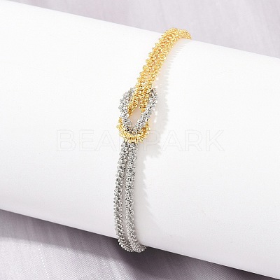 Duo Tone Brass Chain Knot 2-Strand Bracelets for Women KK-CBA68DA-17A-GP-1