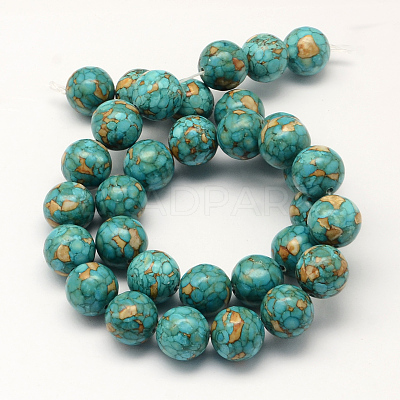 Dyed Synthetic Turquoise Round Bead Strands TURQ-Q100-01A-01-1