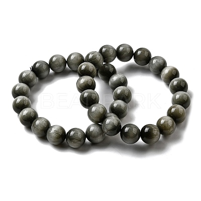 Grade AA Natural Eagle Eye Stone Round Beads Stretch Bracelets for Women BJEW-L712-B05-12mm-1