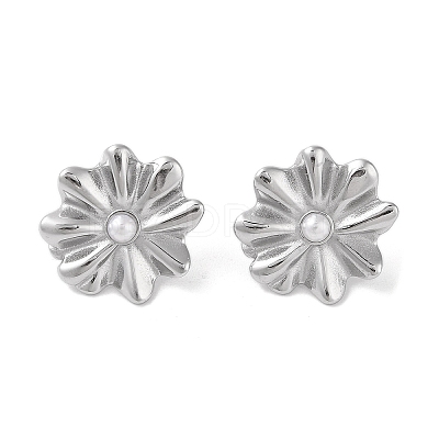 304 Stainless Steel Plastic Bead Stud Earrings EJEW-S227-01P-1