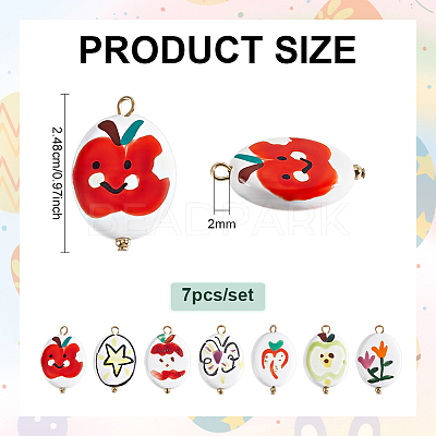 7Pcs Handmade Porcelain Pendants PALLOY-PH01944-1