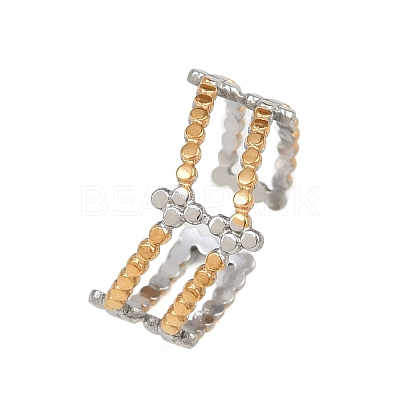 304 Stainless Steel Double Color Cuff Rings RJEW-S635-01GP-03-1