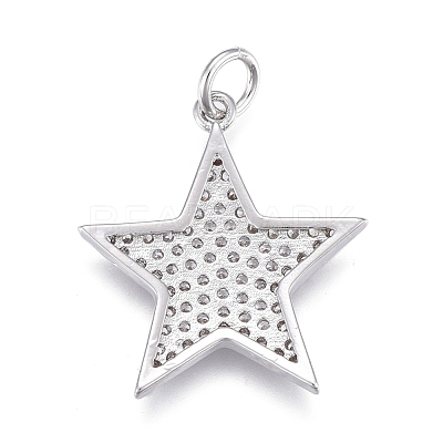 Brass Micro Pave Clear Cubic Zirconia Pendants ZIRC-M108-28-P-1