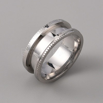 201 Stainless Steel Grooved Finger Ring Settings STAS-WH0027-26C-P-1