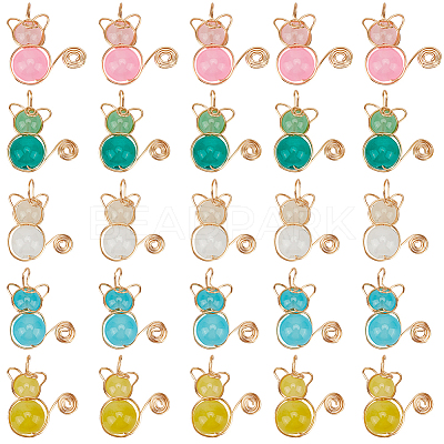 40Pcs 5 Colors Imitation Jade Glass Beads Pendants FIND-SC0009-72-1