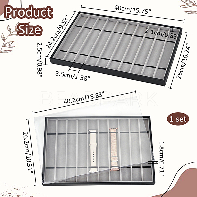 10 Grids Rectangle PU Leather Watch Straps Necklace Bracelet Display Tray ODIS-NB0001-38A-1