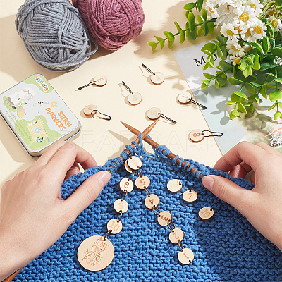 Number 1~10 Wooden Beaded Knitting Row Counter Chains & Charms Locking Stitch Makers DIY-NB0010-23-1