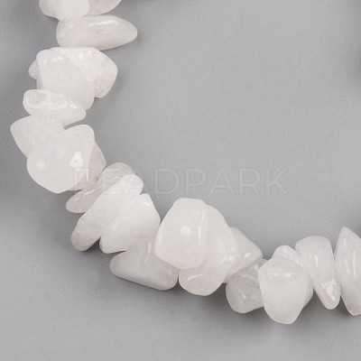Unisex Chip Natural White Moonstone Beaded Stretch Bracelets BJEW-S143-46-1