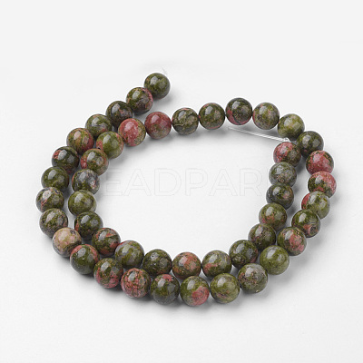 Natural Unakite Bead Strands G-G735-67-8mm-1