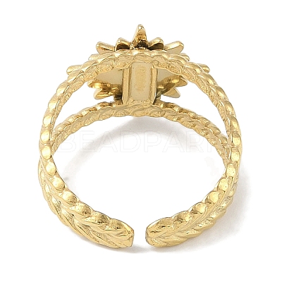 Ion Plating(IP) 304 Stainless Steel Enamel Cuff Finger Rings RJEW-L107-081G-01-1
