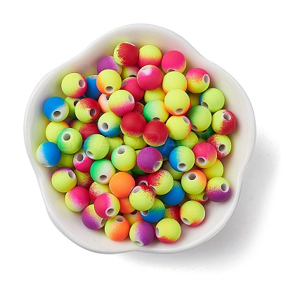 Rubberized Style Acrylic Beads MACR-YW0002-88-1