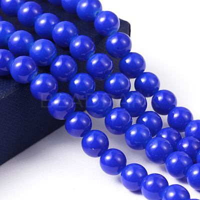 Painted Glass Round Bead Strands X-DGLA-S071-8mm-50-1