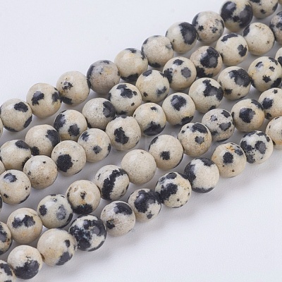 Natural Dalmation Jasper Beads Strands X-G-G515-4mm-06-1