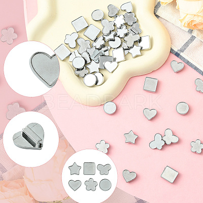 48Pcs 8 Styles Alloy Slide Charms Cabochon Settings FIND-SC0016-55A-P-1