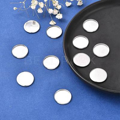 Tarnish Resistant Flat Round 304 Stainless Steel Plain Edge Bezel Cups STAS-R083-02-1