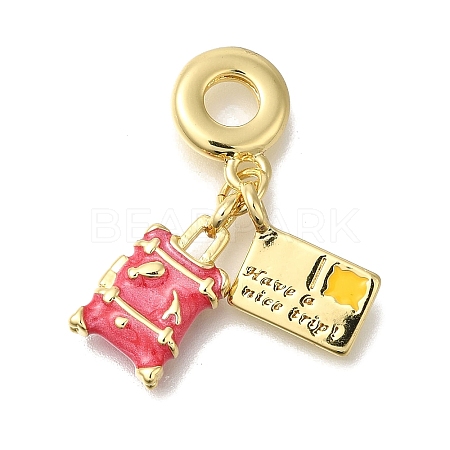 Brass Enamel European Dangle Charms KK-R002-22G-01-1
