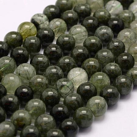 Natural Green Rutilated Quartz Beads Strands G-F509-01-10mm-1
