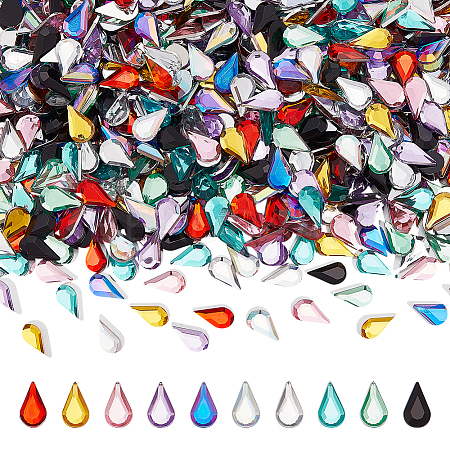 800Pcs 10 Colors Flat Back & Back Plated Transparent Acrylic Rhinestone Cabochons OACR-FG0001-34-1