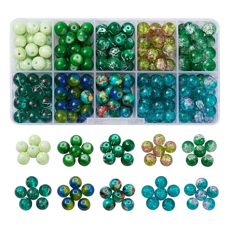 10 Style Spray Painted & Drawbench Transparent & Baking Paint Glass Beads GLAA-YW0001-26E-1