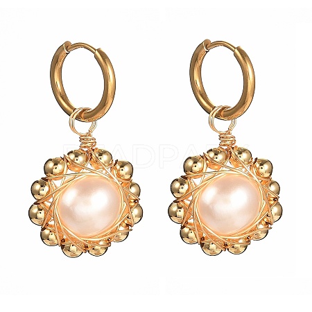 Natural Freshwater Pearl Hoop Earrings for Women EJEW-JE04621-1