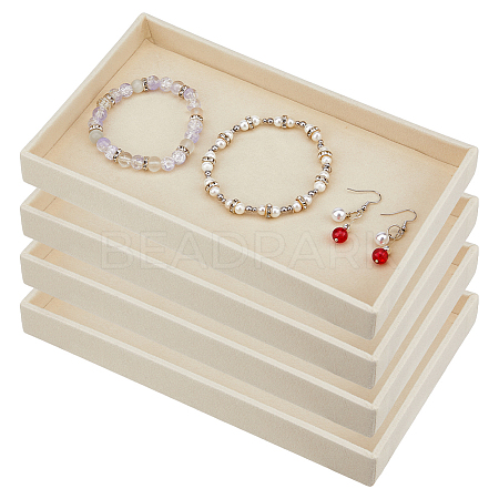 Rectangle Velvet Jewelry Display Trays for Rings ODIS-WH0113-14C-1