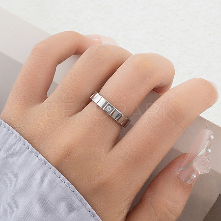 304 Stainless Steel & Cubic Zirconia Finger Rings FS-WG10832-15-1