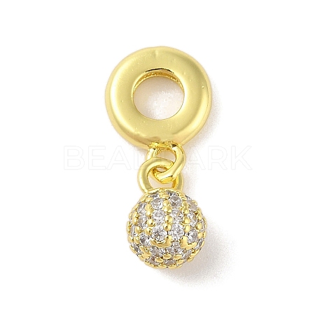 Rack Plating Brass Micro Pave Clear Cubic Zirconia European Dangle Charms KK-S380-25G-1