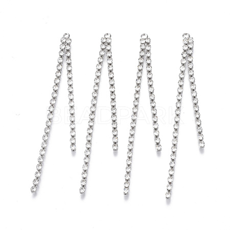 Brass Rhinestone Cup Chains Tassel Big Pendants KK-R129-08P-1