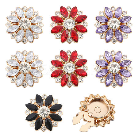 8Pcs 4 Colors Alloy Rhinestone Cufflinks BUTT-GL0001-02-1