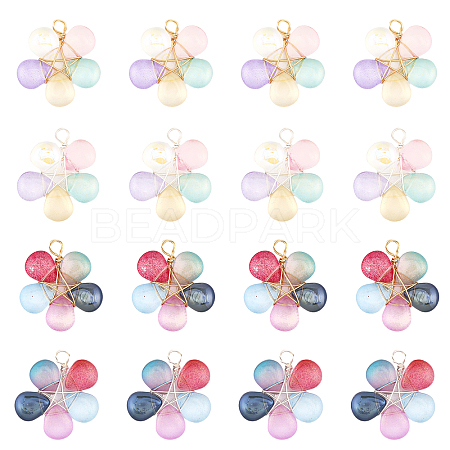 4 Sets Wire Wrapped Glass Pendants FIND-CA0006-87-1