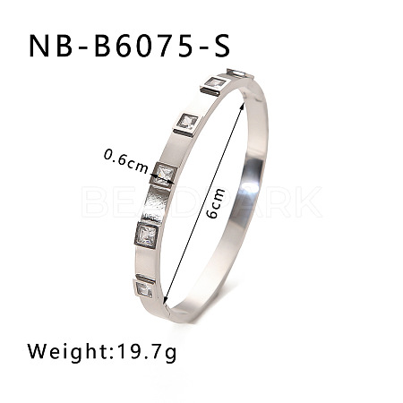 304 Stainless Steel Pave Cubic Zirconia Bangles FS-WG09E60-09-1