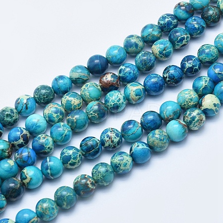 Dyed & Heated Natural Imperial Jasper Round Bead Strands G-M274-05-6mm-1