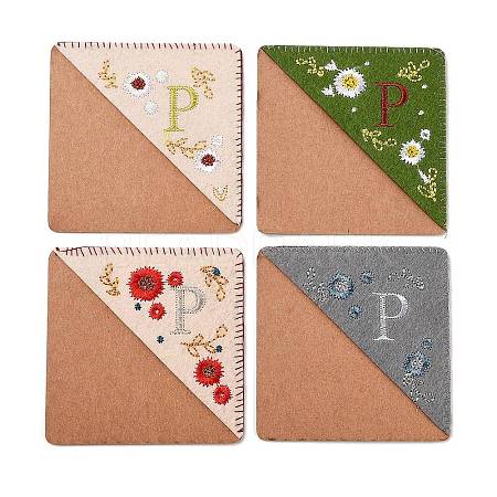 4Pcs Letter Personalized Hand Embroidered Corner Bookmarks JX587P-1