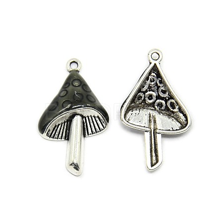 Mushroom Antique Silver Tone Alloy Enamel Pendants ENAM-N039-07B-1