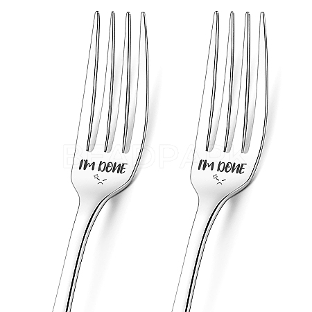 Word Pattern Stainless Steel Fork AJEW-WH0191-006-1