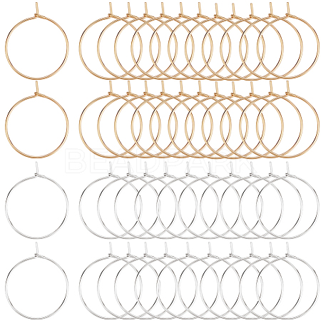 100Pcs 2 Colors 316 Surgical Stainless Steel Wine Glass Charms Rings STAS-BBC0005-95A-1