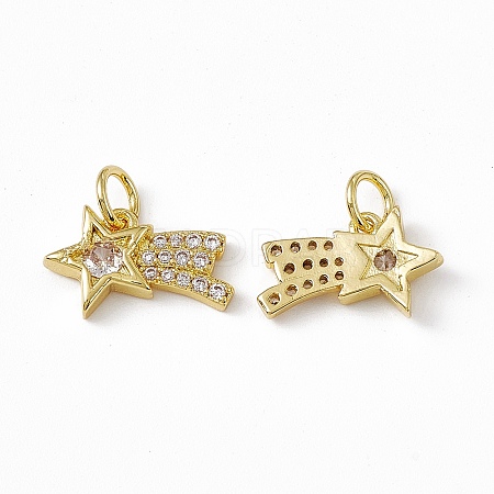 Rack Plating Brass Cubic Zirconia Charms KK-C007-22G-1