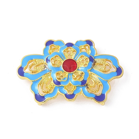 Brass Colorful Enamel Flower Multi-Strand Links KK-K399-10G-1