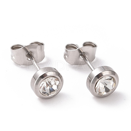 Rhinestone Column Stud Earrings EJEW-H357-04P-01-1