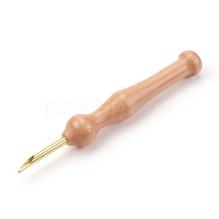 Natural Beech Wood Handle Embroidery Pens TOOL-WH0121-14-1