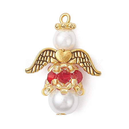 Pearlized Glass Pearl & Glass Pendants PALLOY-MZ00978-03-1