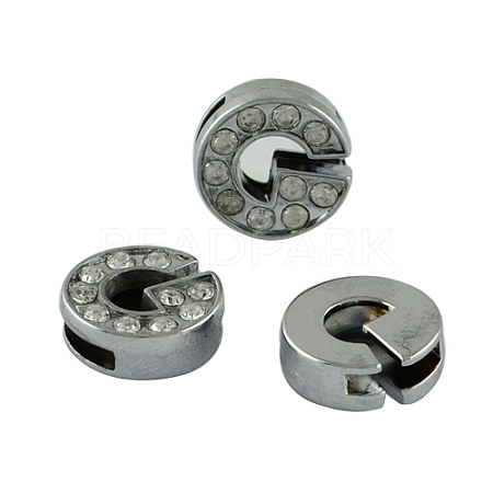 Alloy Initial Slide Charms with Grade A Rhinestones ALRI-R032-G-FF-1