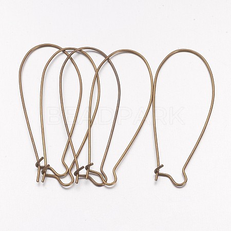 Antique Bronze Plated Brass Hoop Earrings Findings Kidney Ear Wires Making Findings X-EC221-4NFAB-1