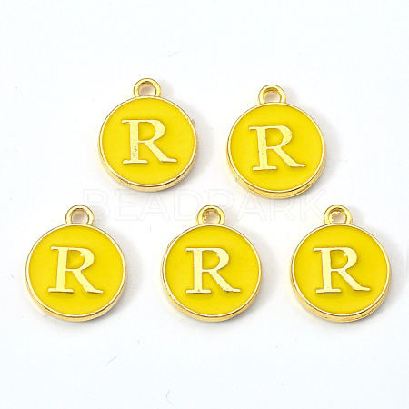 Golden Plated Alloy Enamel Charms ENAM-S118-09R-1