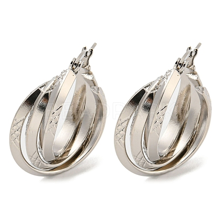 Tarnish Resistant 202 Stainless Steel Multi Layered Hoop Earrings EJEW-H003-11P-1