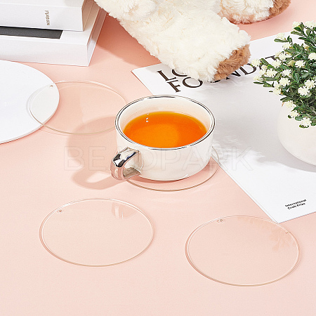 4Pcs Round Acrylic Coaster AJEW-LP0006-83-1