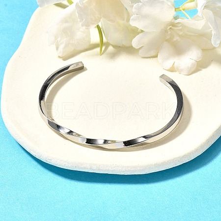 Non-Tarnish 304 Stainless Steel Cuff Bangles BJEW-K222-02P-1